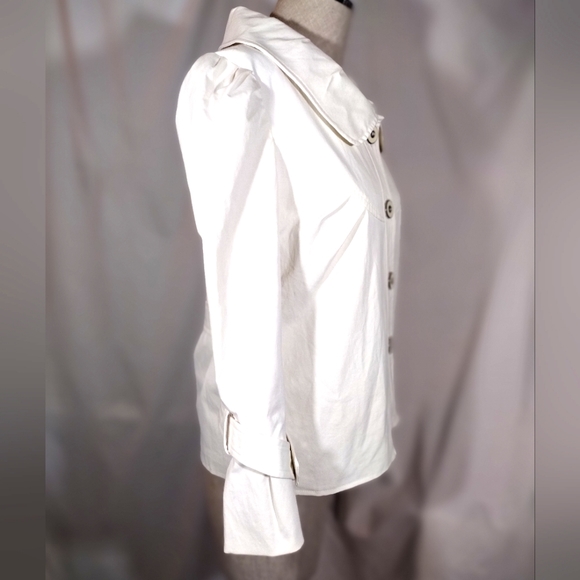 Willi Smith crop Rainproof off-white button jacket, bell sleeves-3/4,  women S - Picture 3 of 9